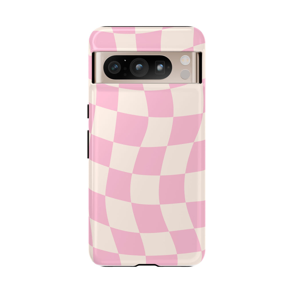 Pink Wavy Checker Tough Phone Case
