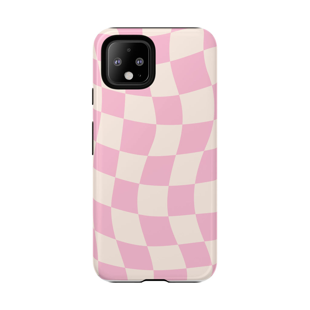 Pink Wavy Checker Tough Phone Case