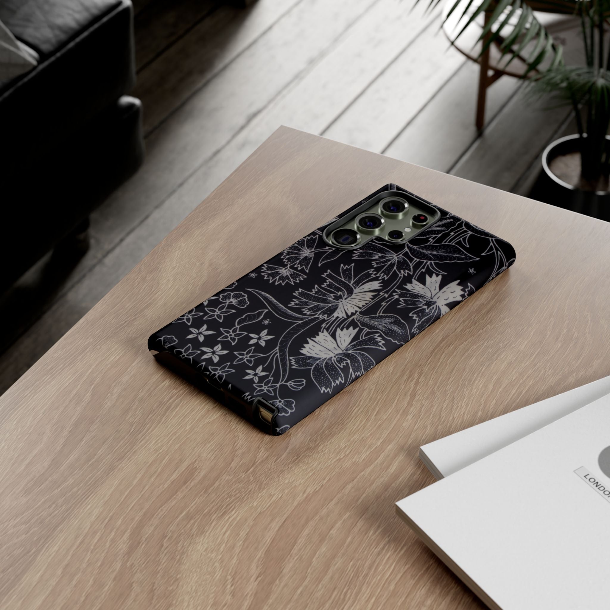 Floral Black Botanical Phone Cover