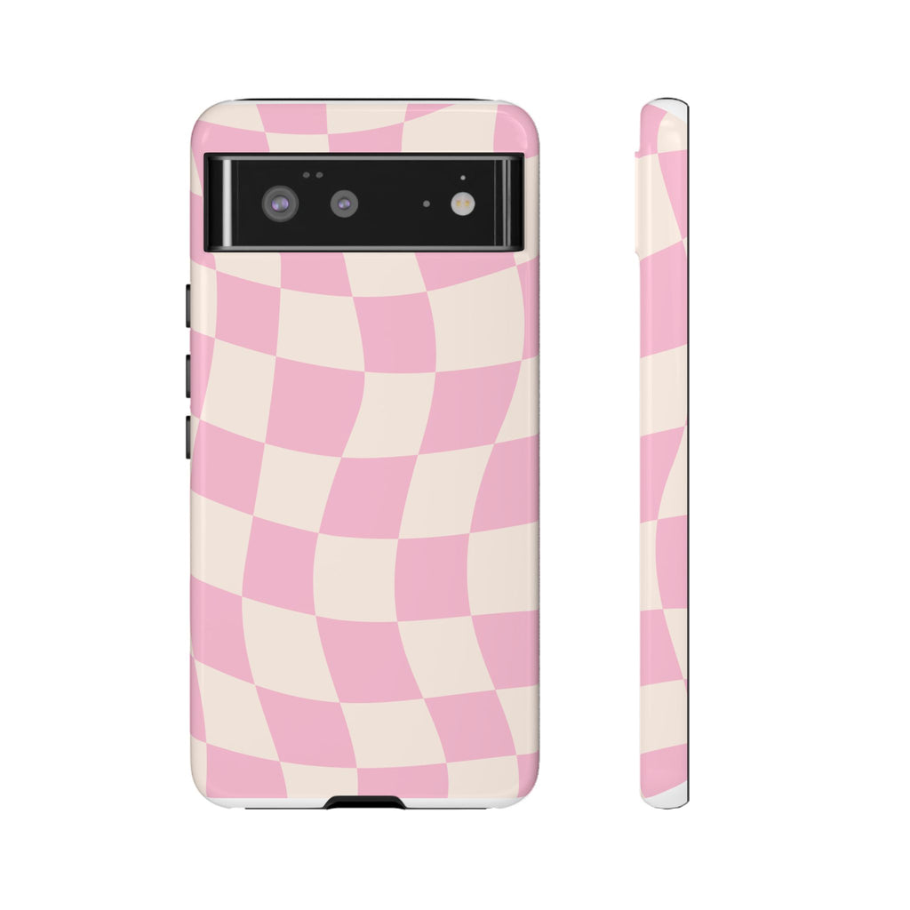 Pink Wavy Checker Tough Phone Case