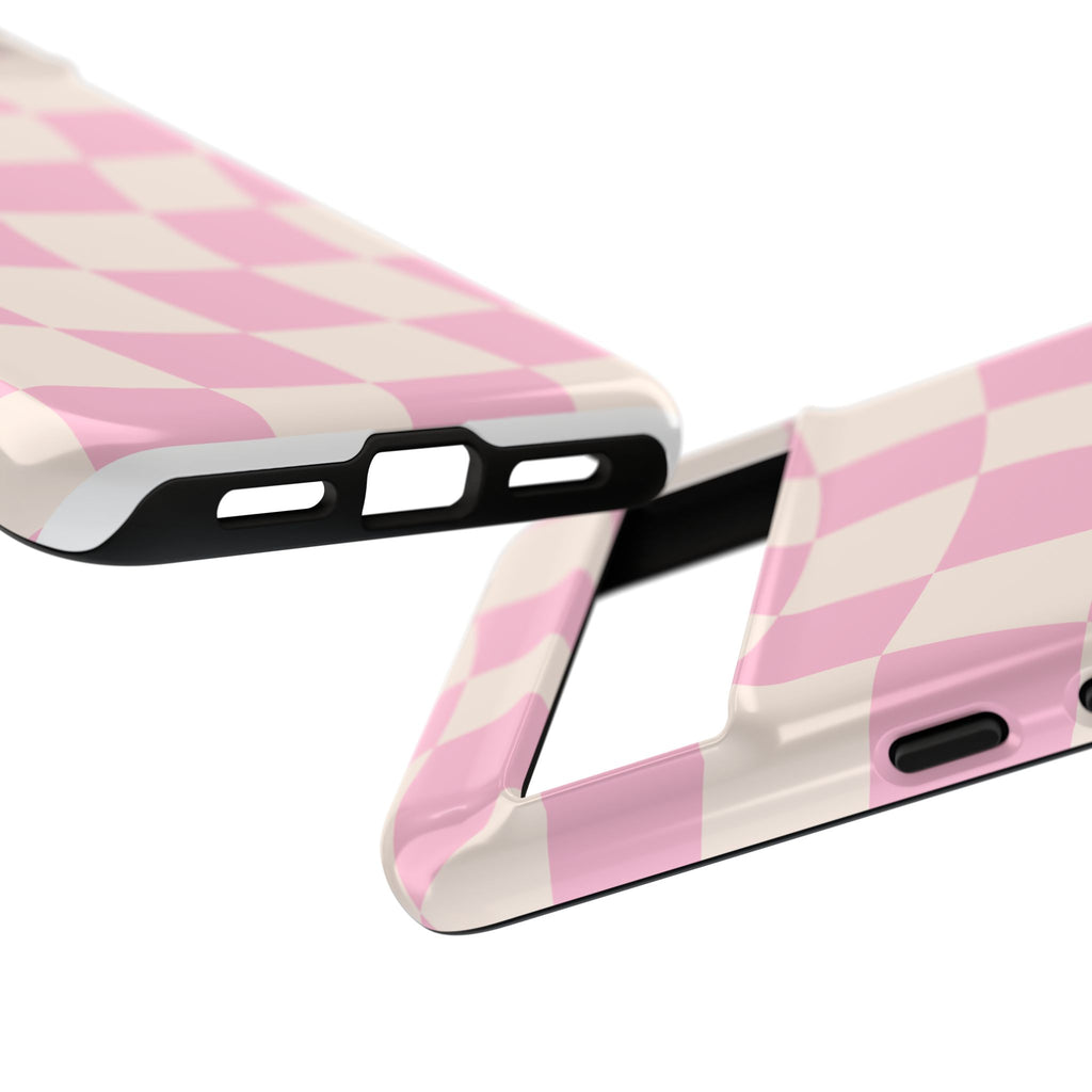 Pink Wavy Checker Tough Phone Case