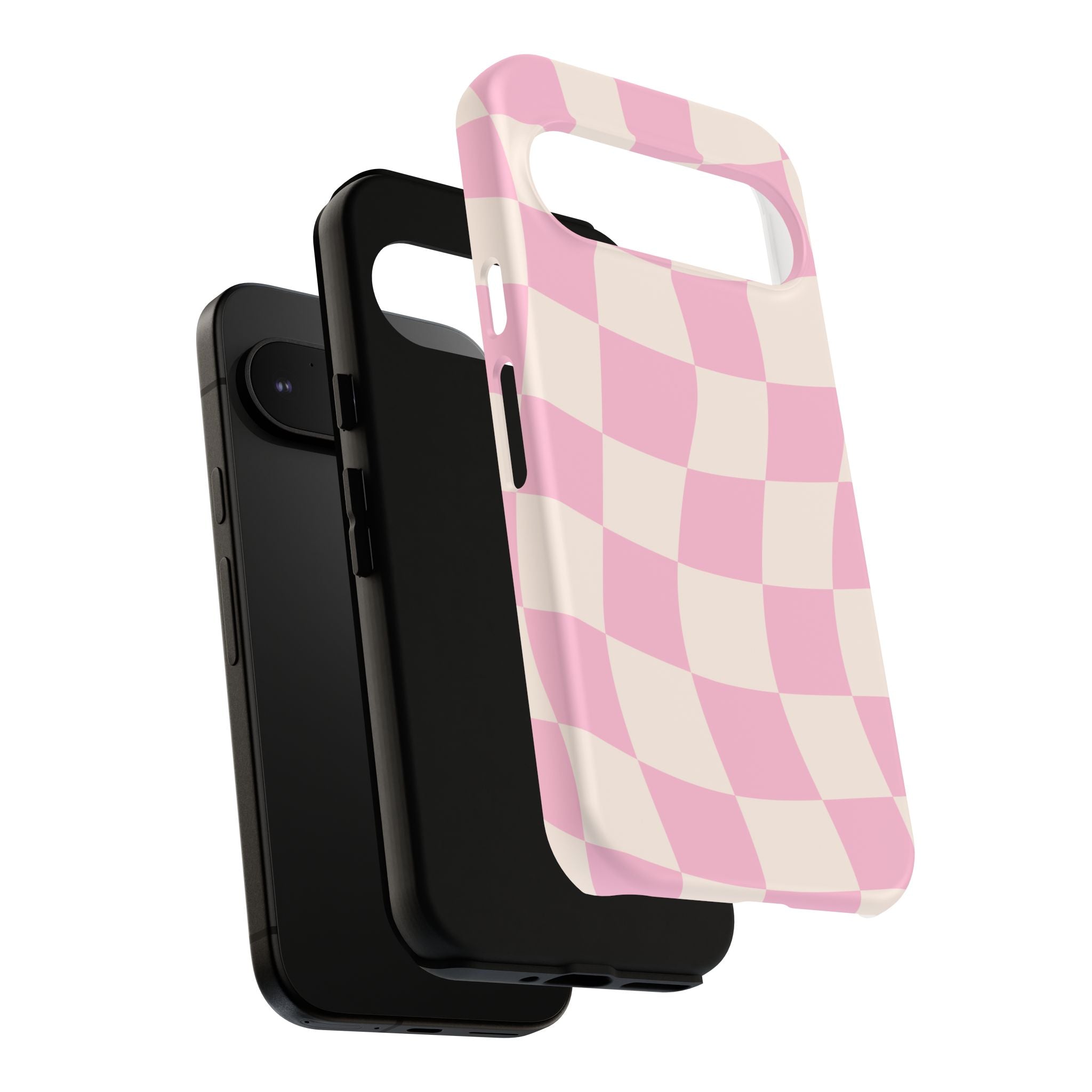 Pink Wavy Checker Tough Phone Case