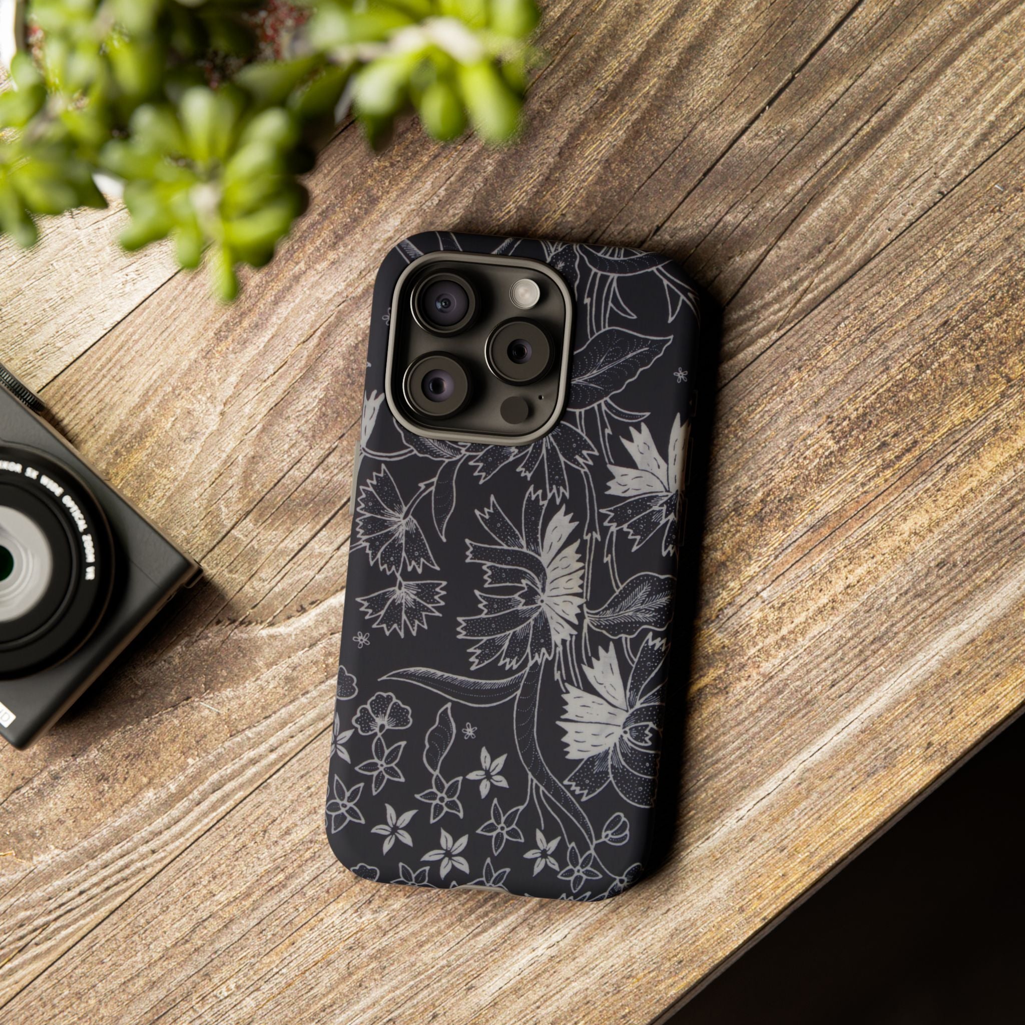 Floral Black Botanical Phone Cover