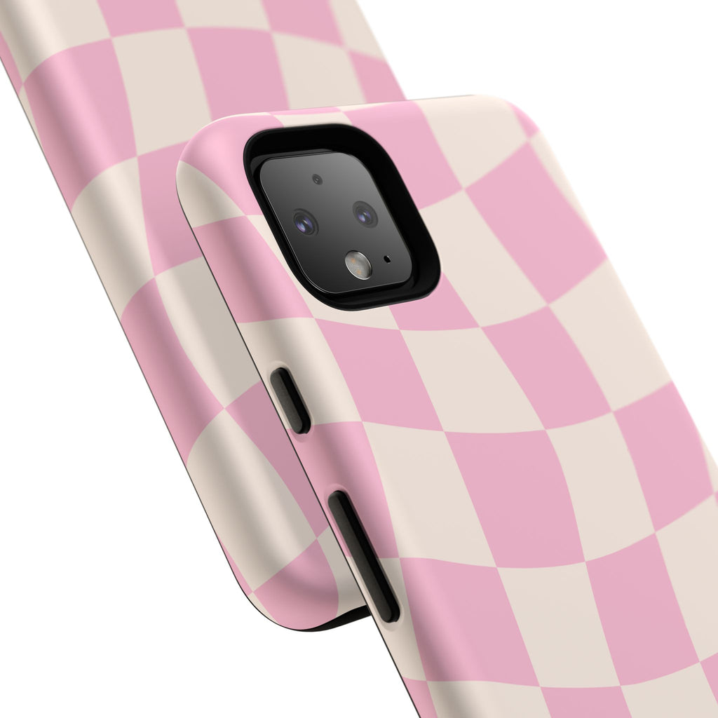 Pink Wavy Checker Tough Phone Case