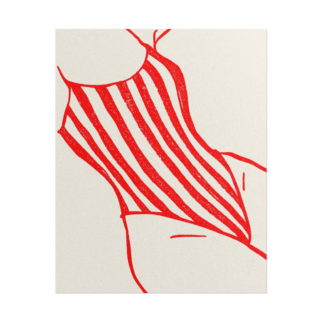 Minimal Red Swimsuit Art Print