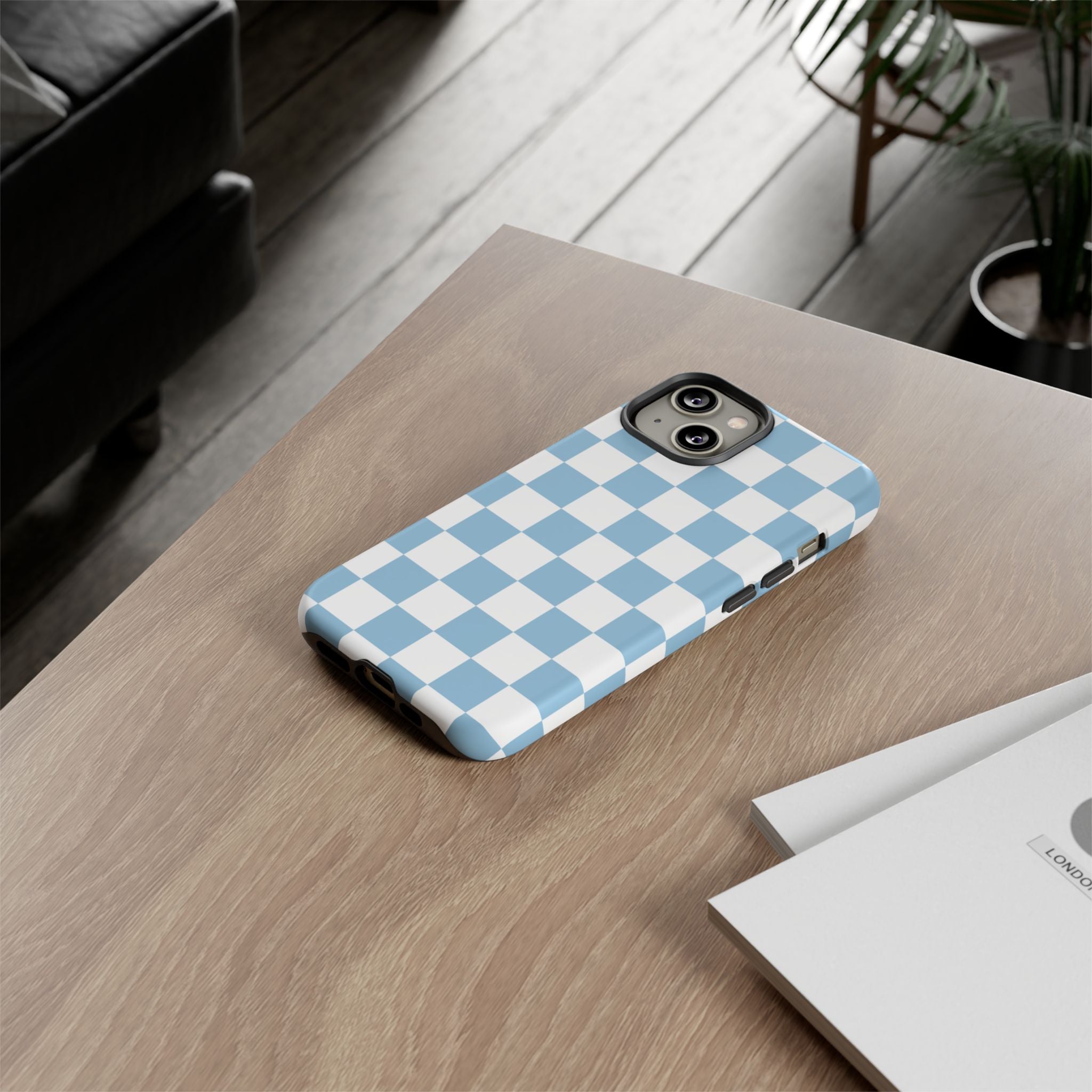 Blue Checkerboard Tough Phone Case