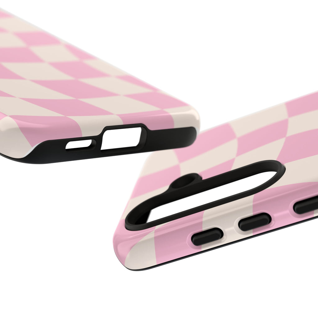 Pink Wavy Checker Tough Phone Case
