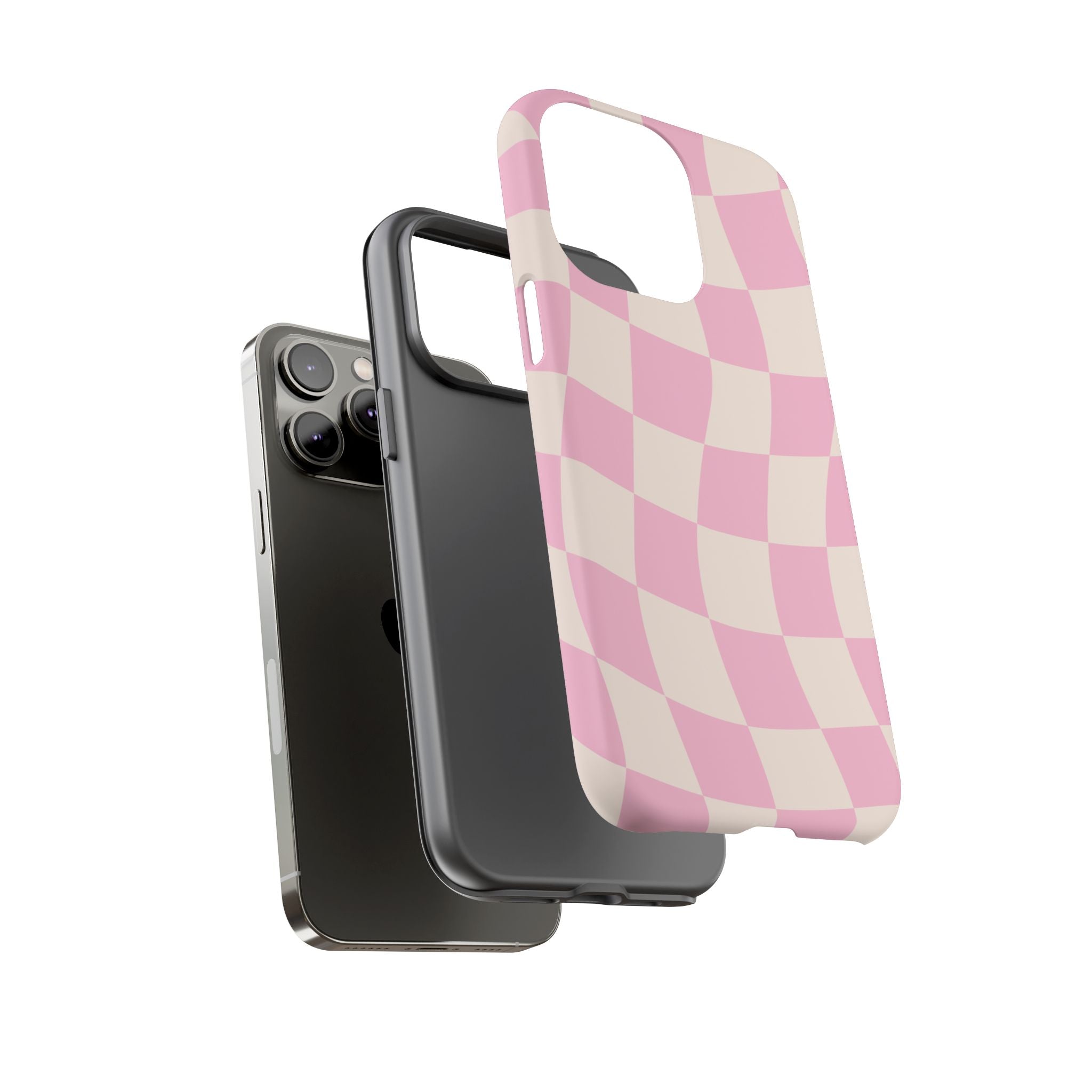 Pink Wavy Checker Tough Phone Case