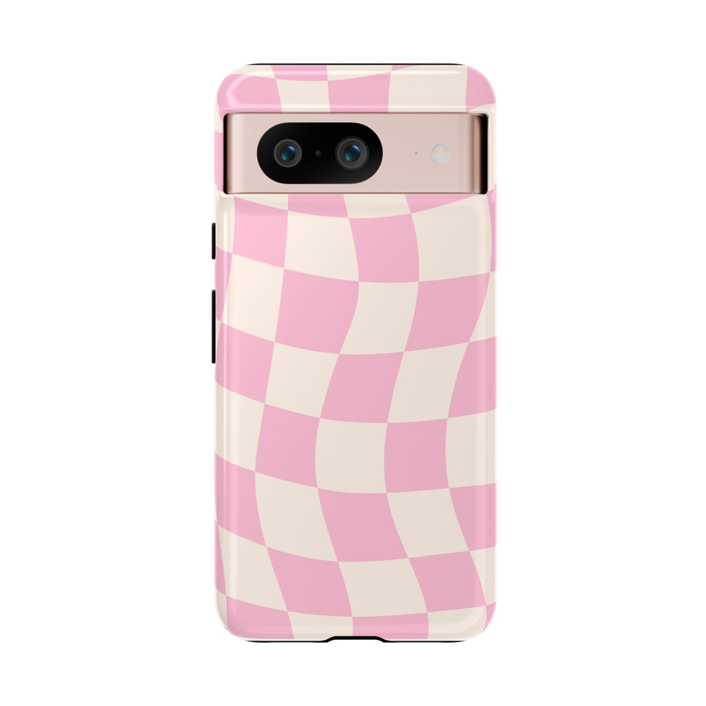 Pink Wavy Checker Tough Phone Case