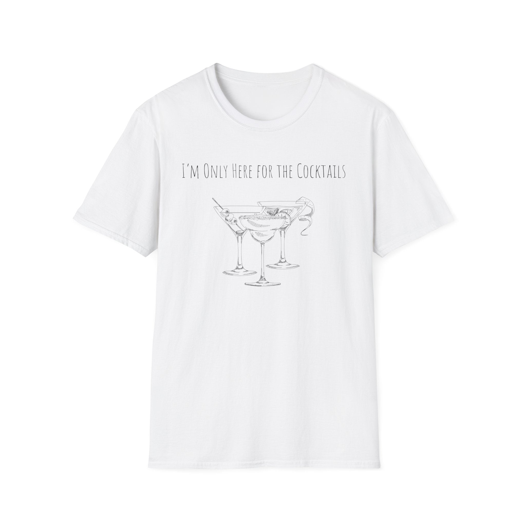 "I’m Only Here for the Cocktails" Minimal Bar Tee
