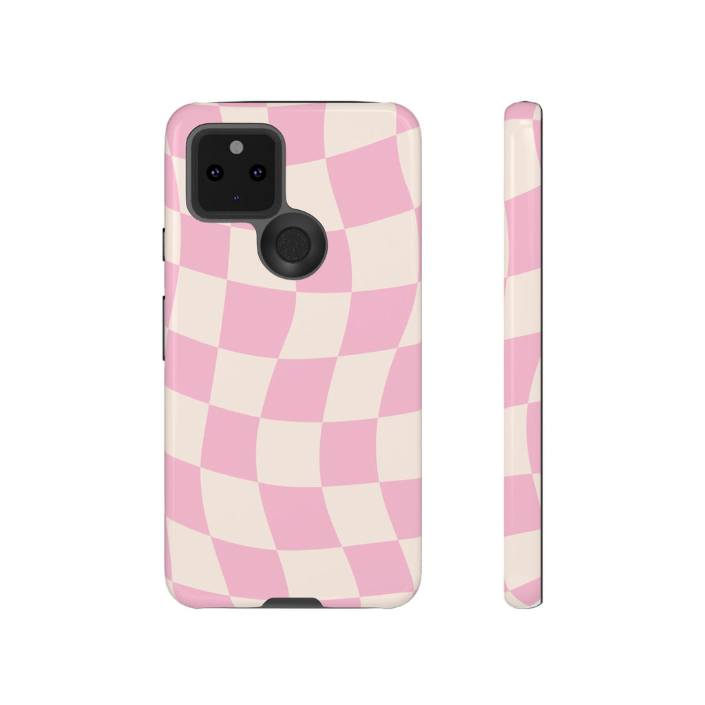 Pink Wavy Checker Tough Phone Case