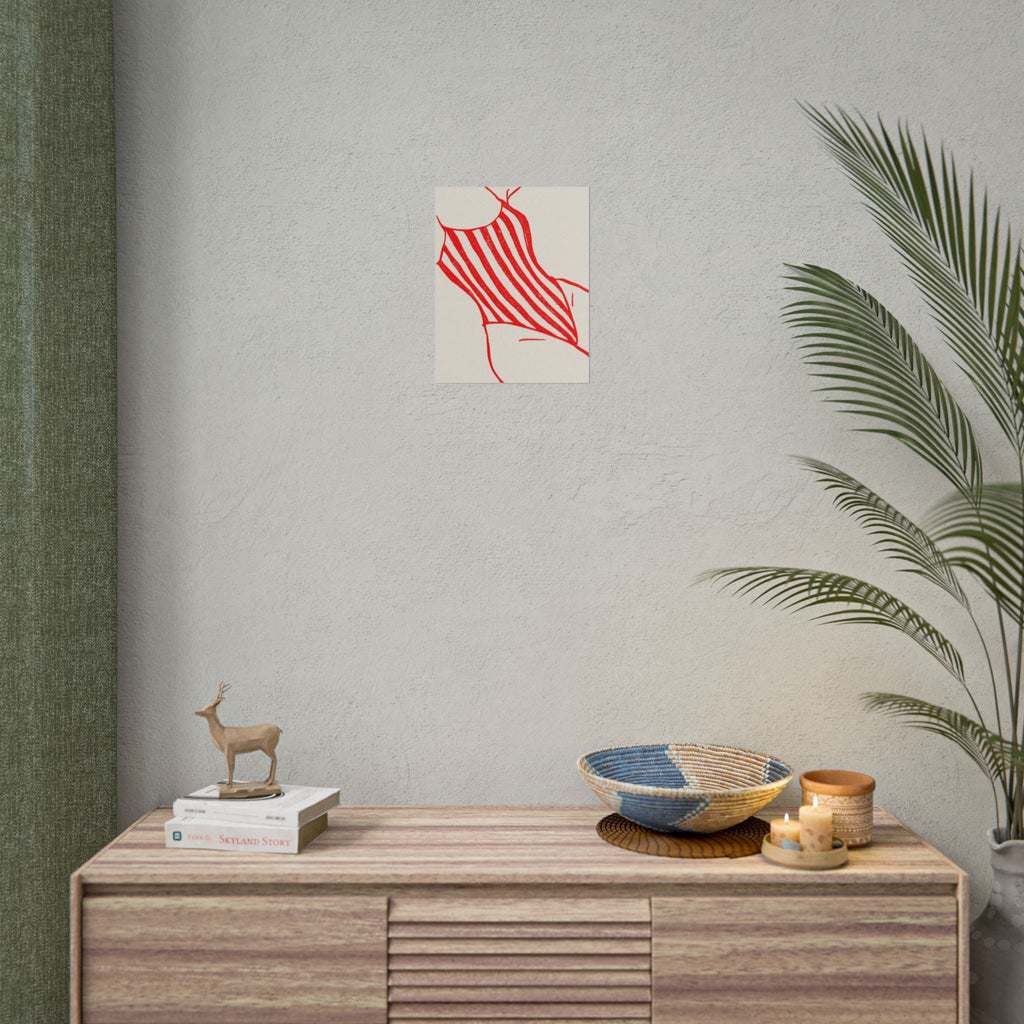 Minimal Red Swimsuit Art Print