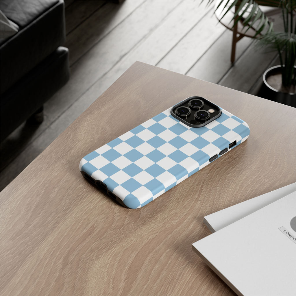 Blue Checkerboard Tough Phone Case
