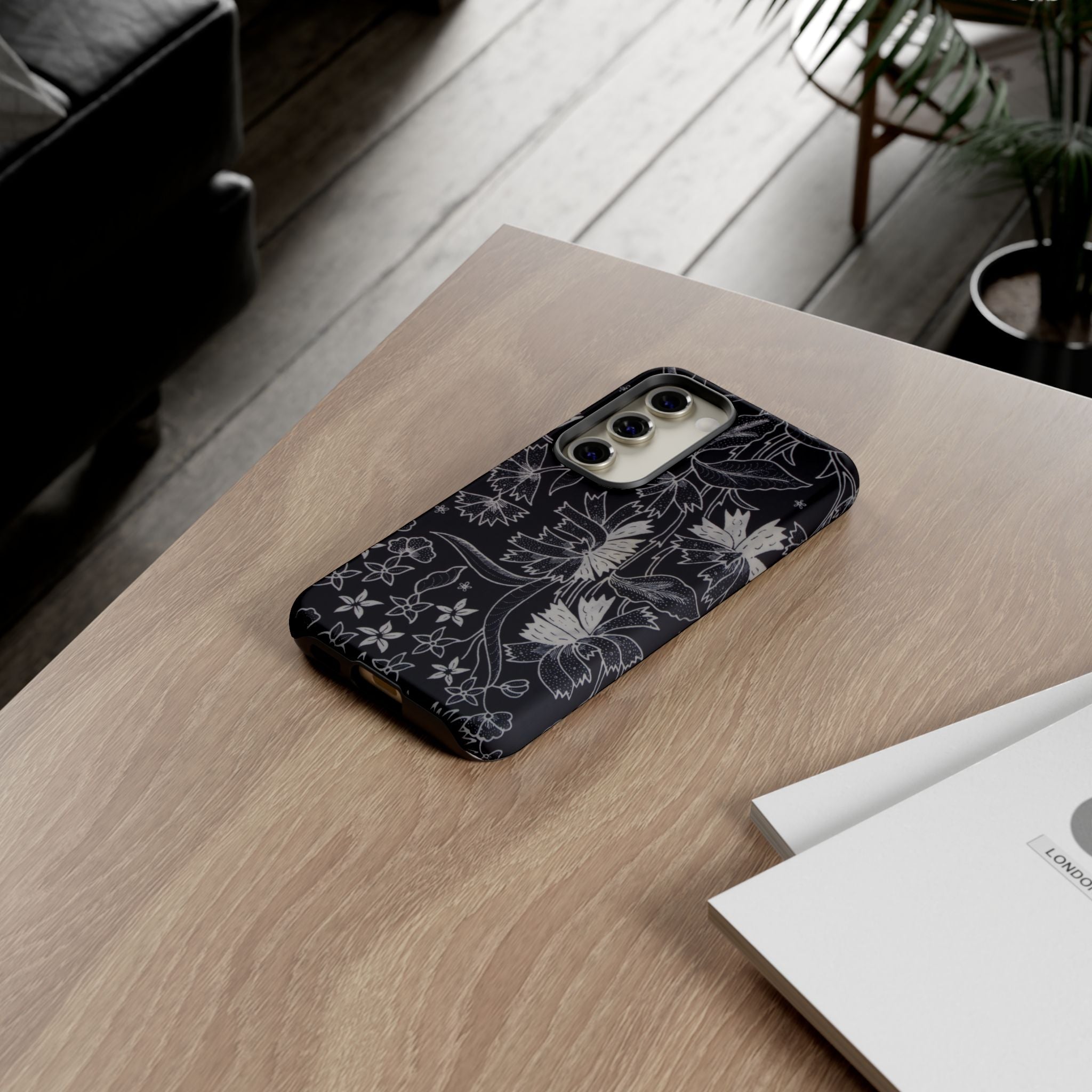 Floral Black Botanical Phone Cover