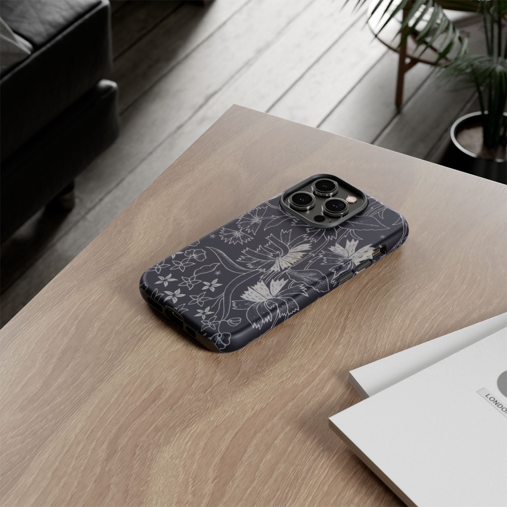 Floral Black Botanical Phone Cover