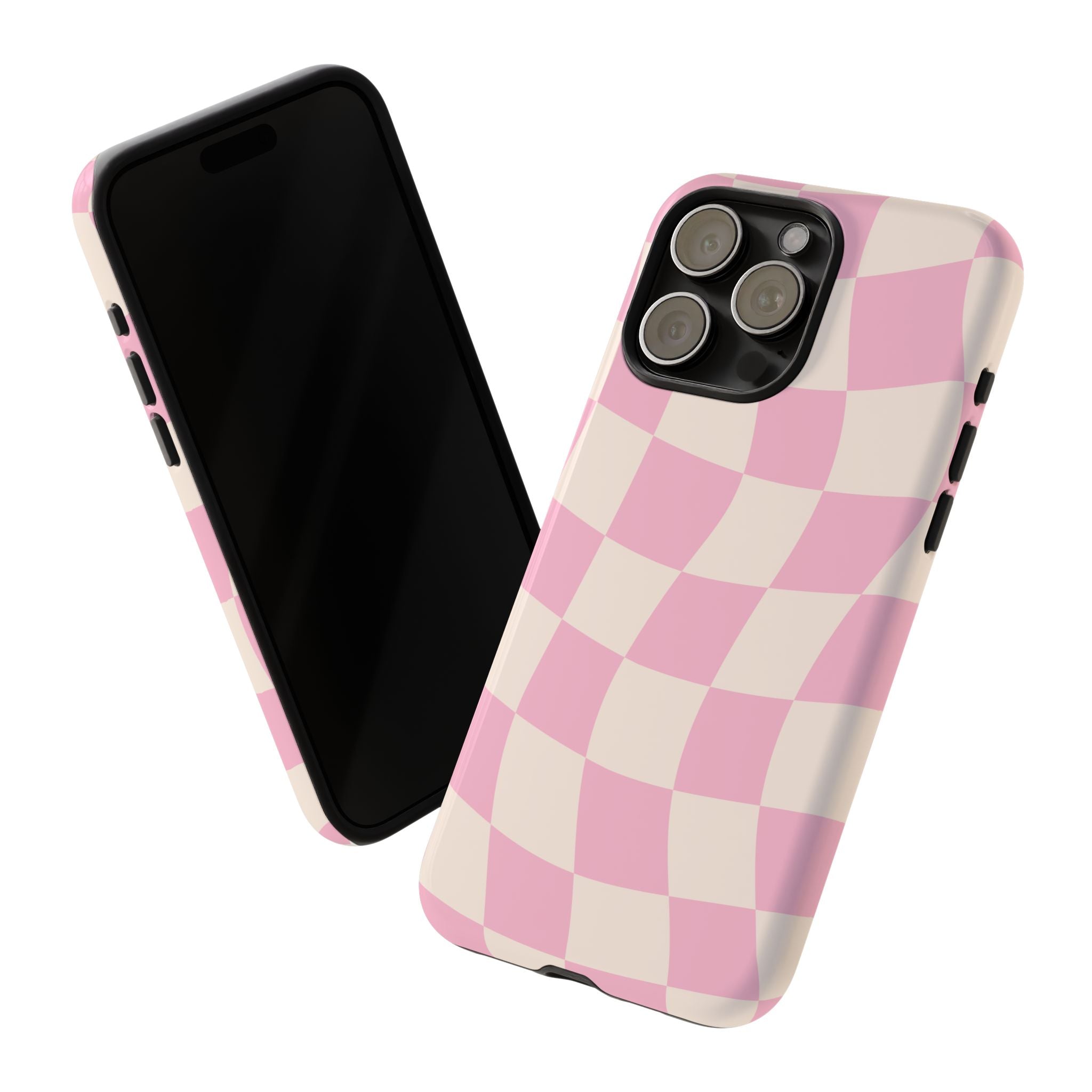 Pink Wavy Checker Tough Phone Case