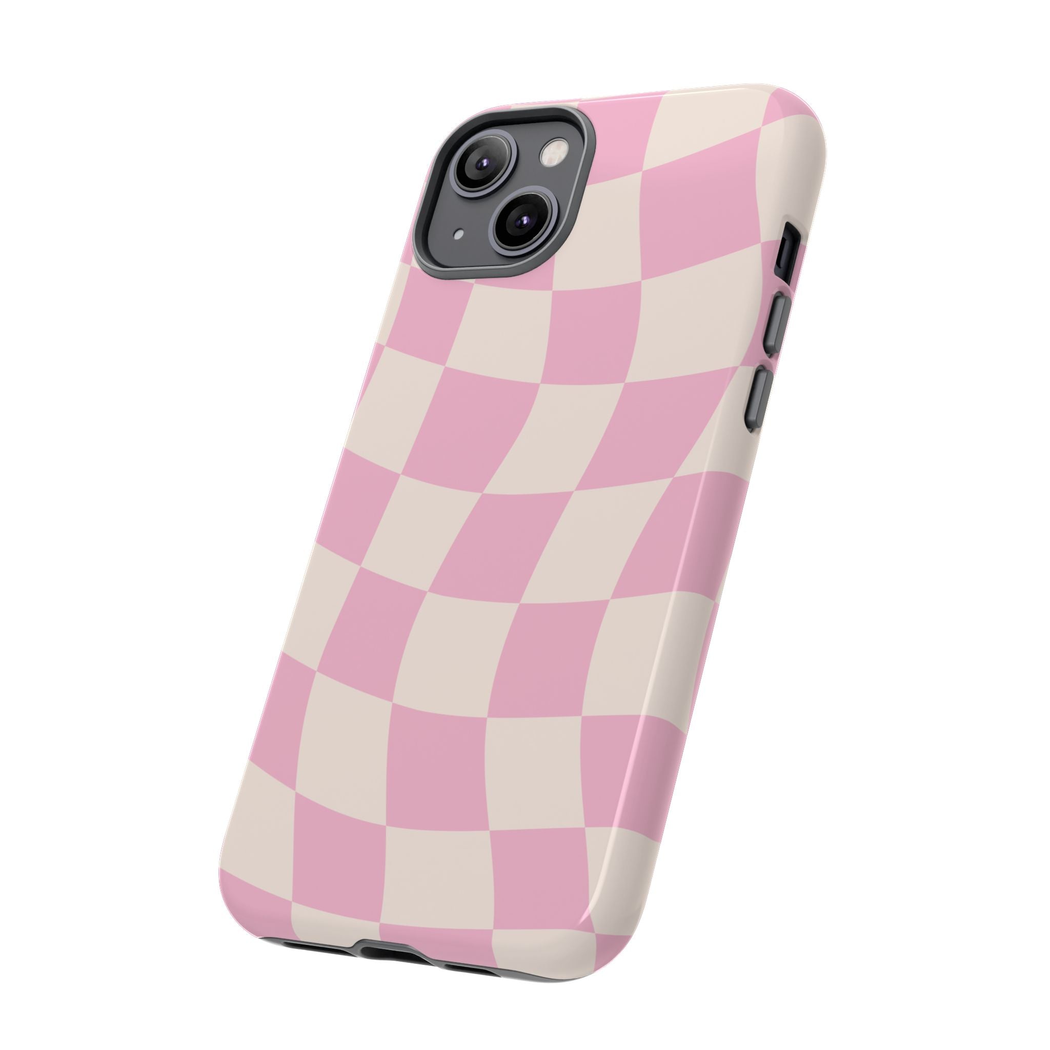 Pink Wavy Checker Tough Phone Case