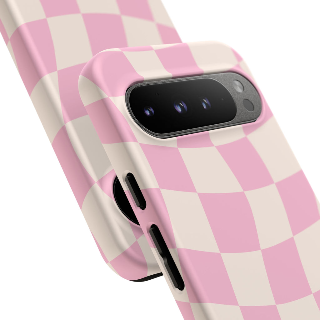 Pink Wavy Checker Tough Phone Case