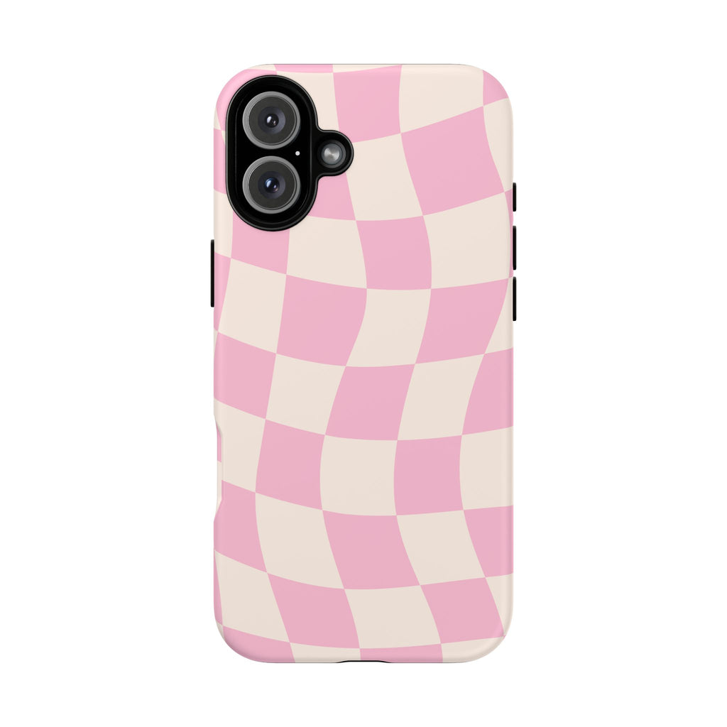 Pink Wavy Checker Tough Phone Case