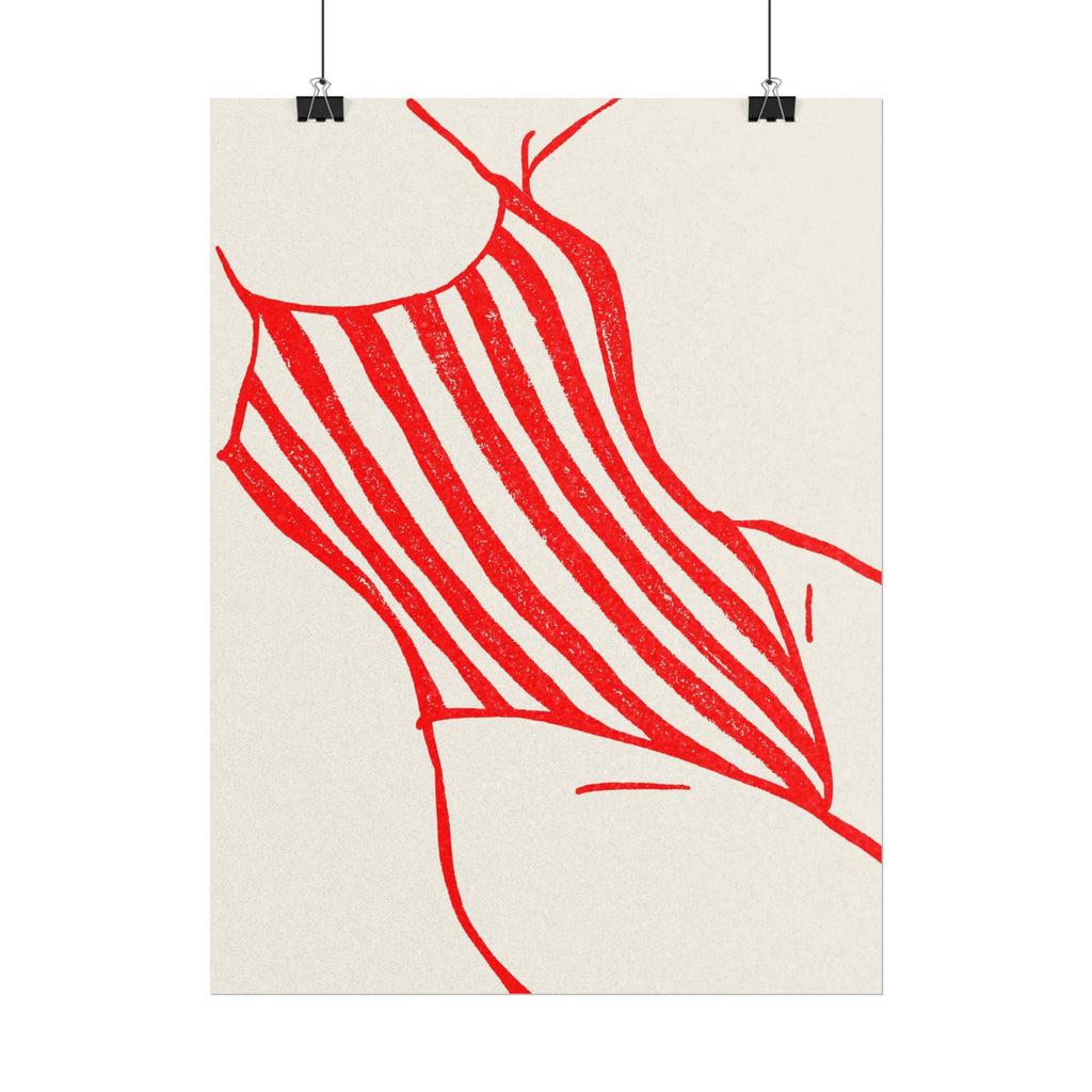 Minimal Red Swimsuit Art Print