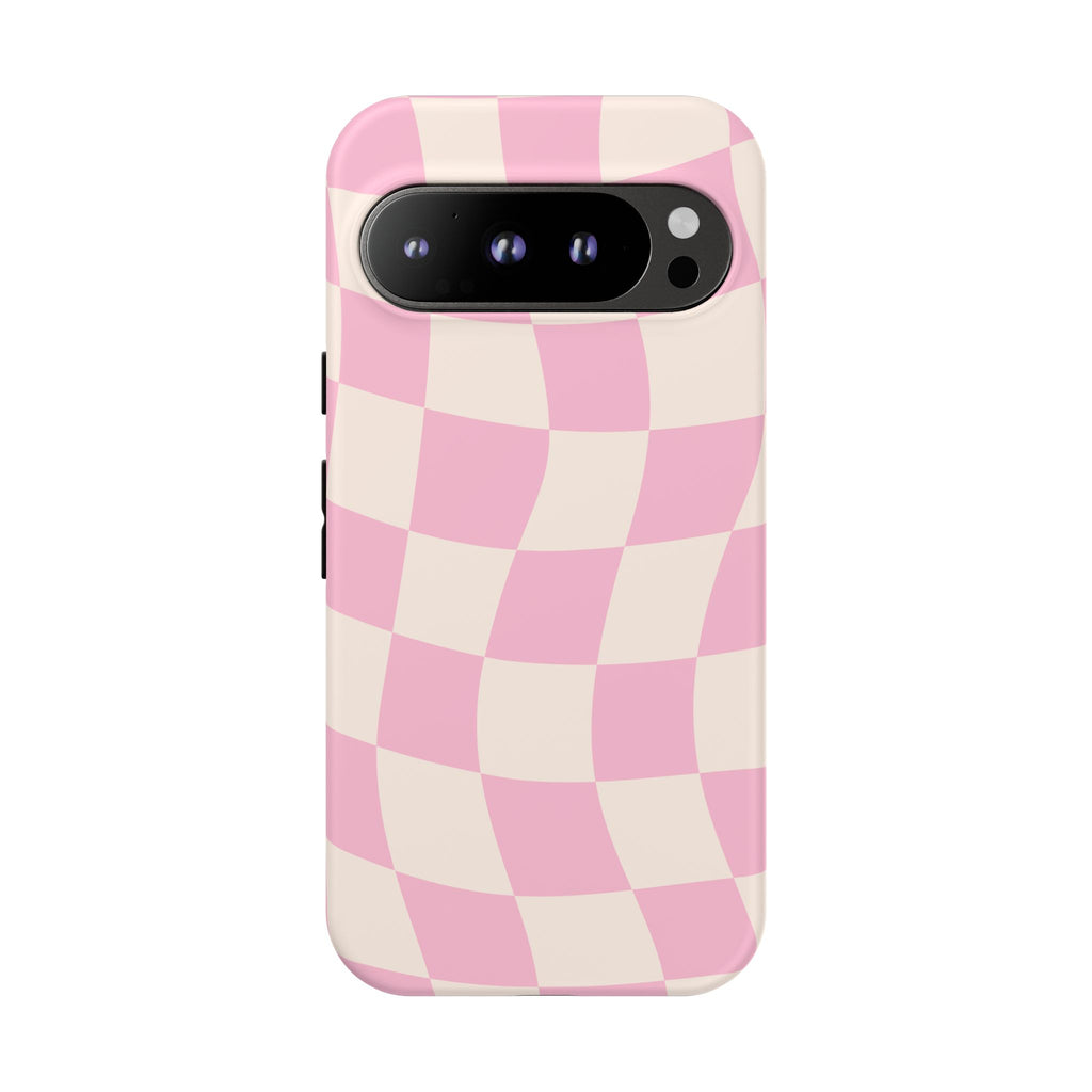 Pink Wavy Checker Tough Phone Case
