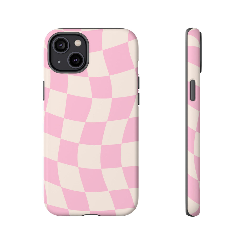 Pink Wavy Checker Tough Phone Case