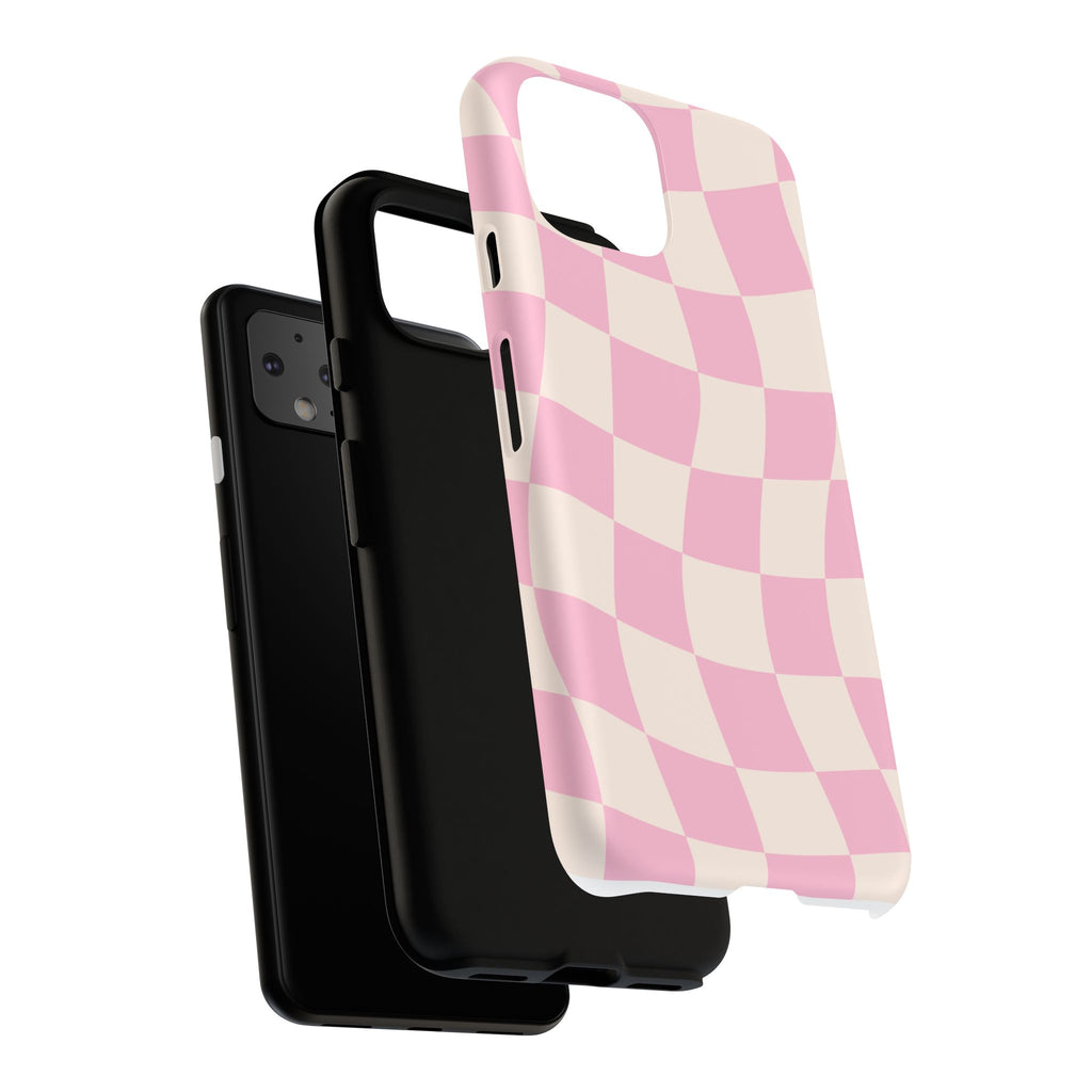 Pink Wavy Checker Tough Phone Case