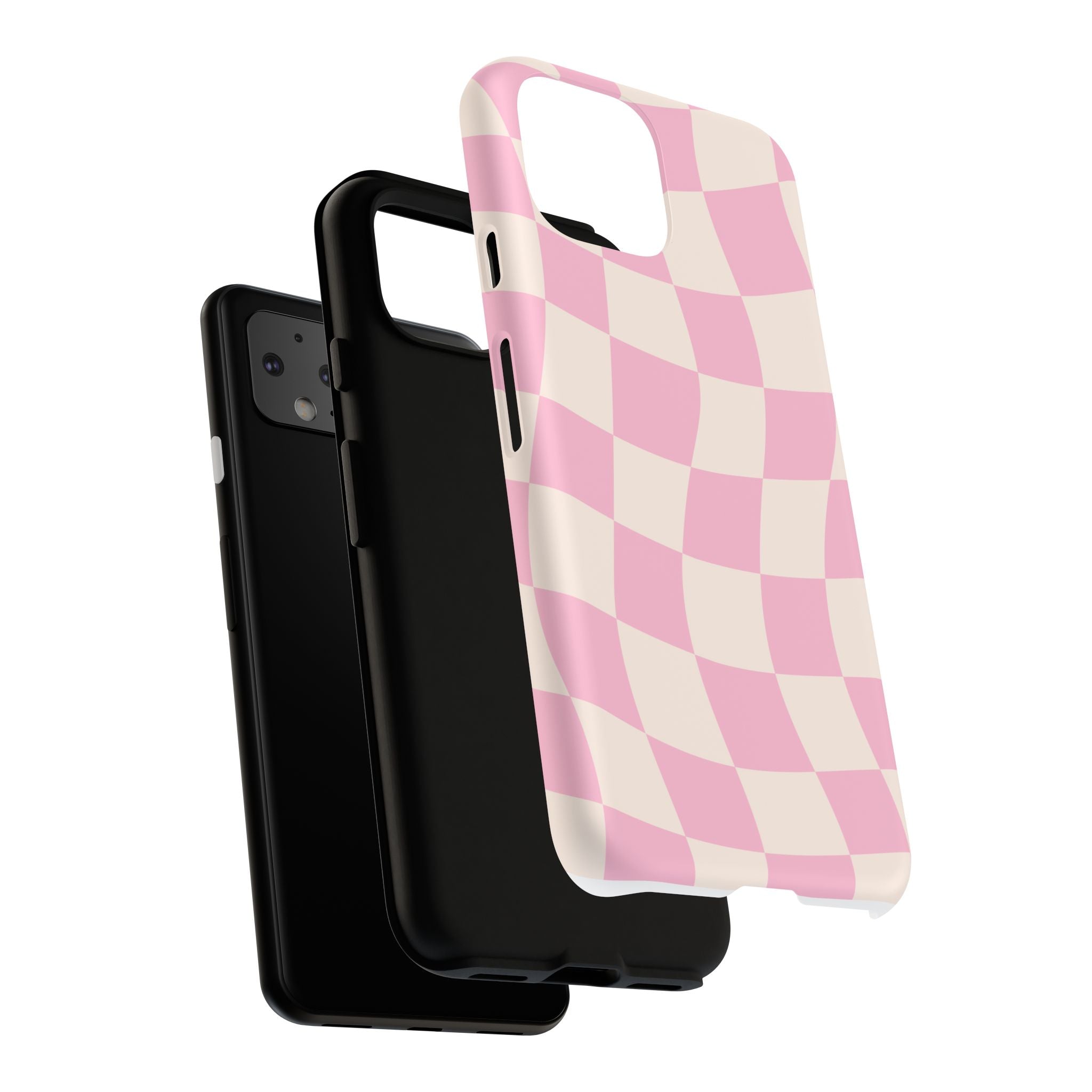 Pink Wavy Checker Tough Phone Case