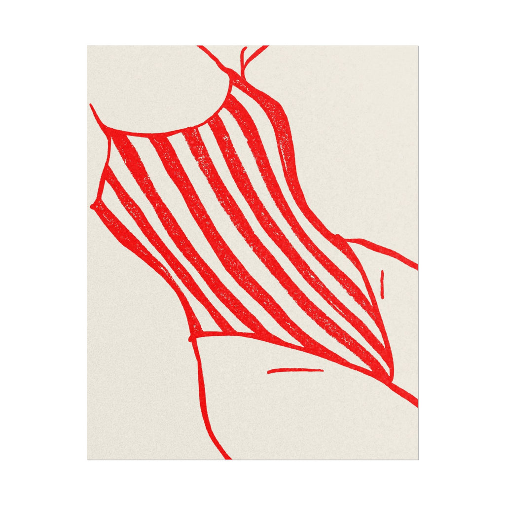 Minimal Red Swimsuit Art Print