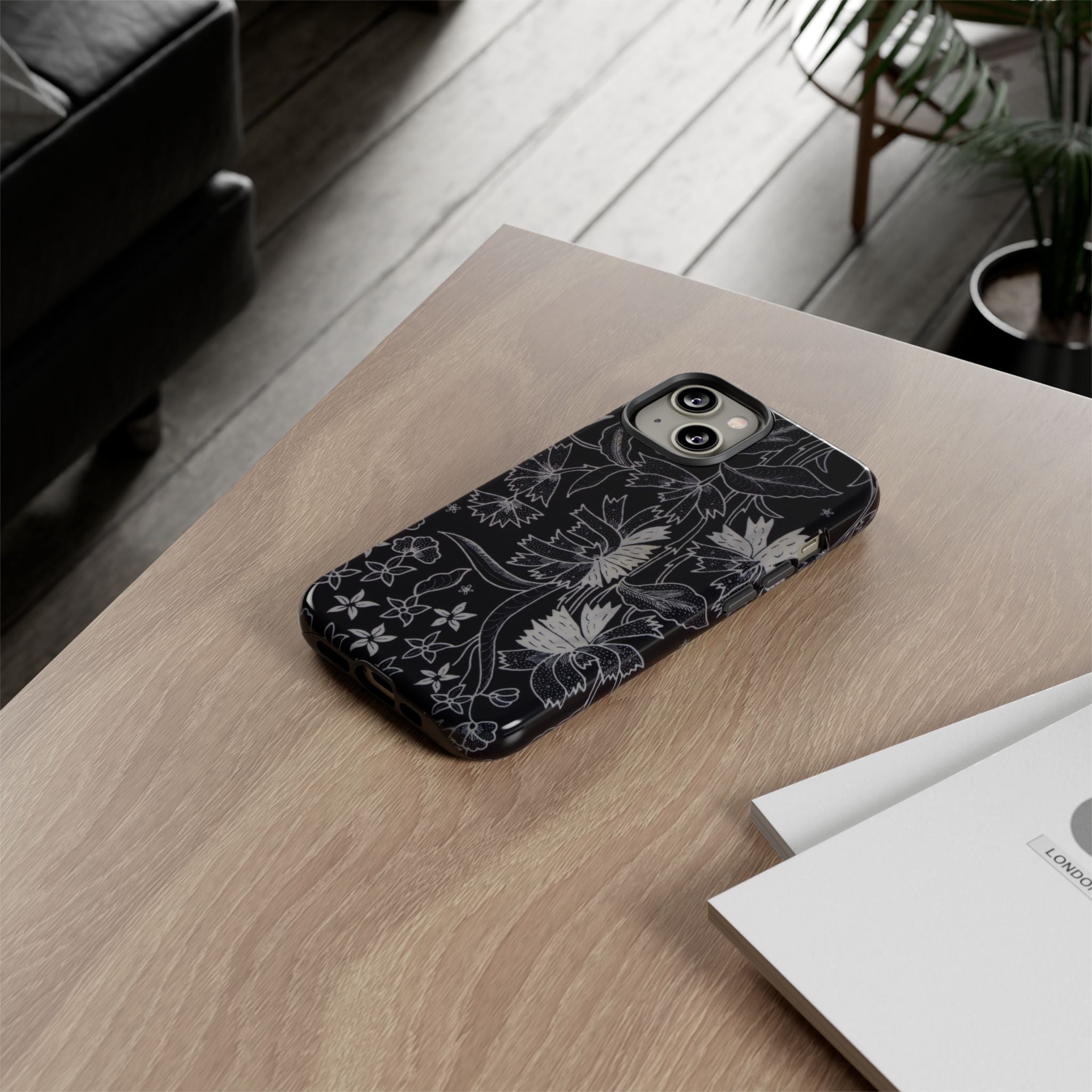 Floral Black Botanical Phone Cover