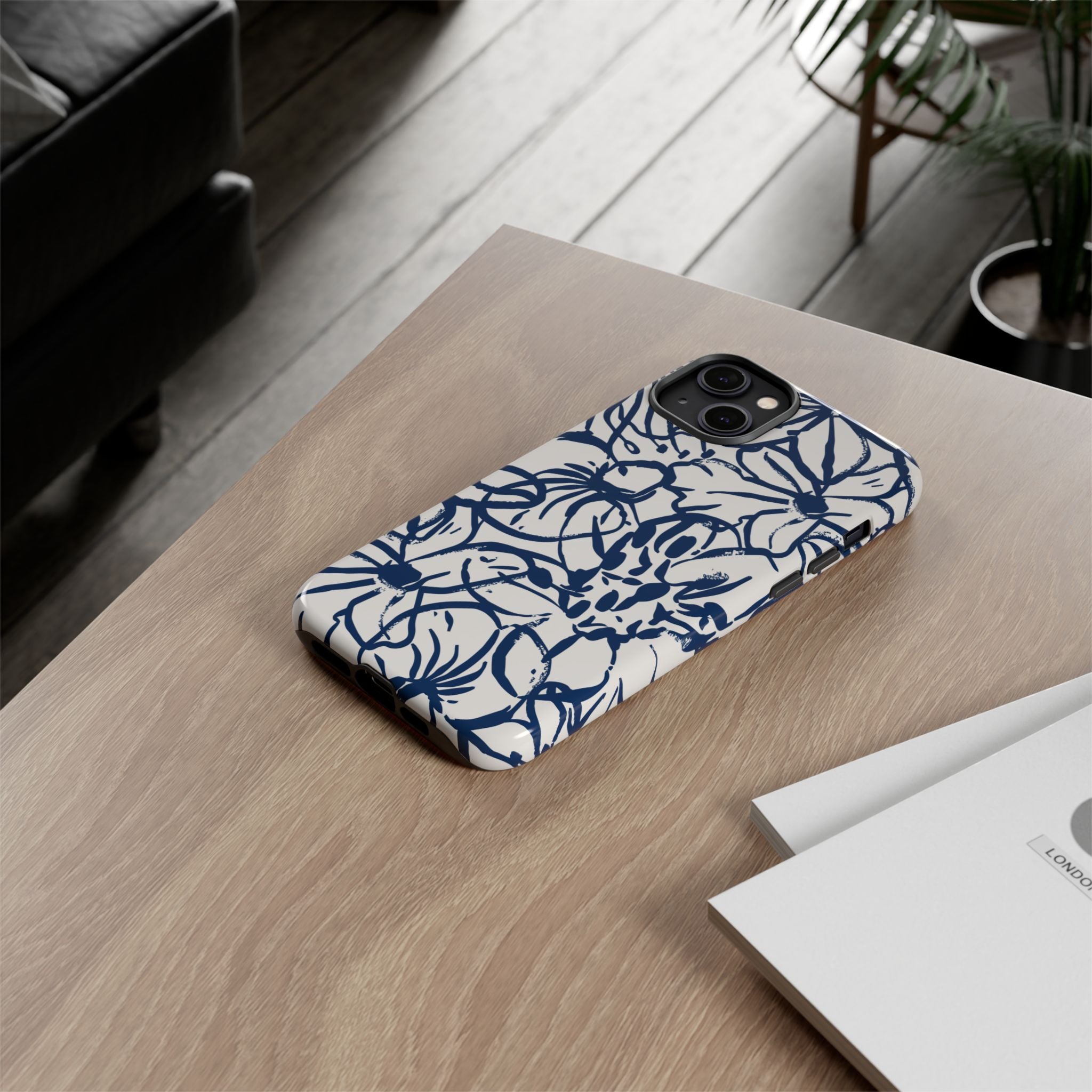 Navy Floral Phone Case